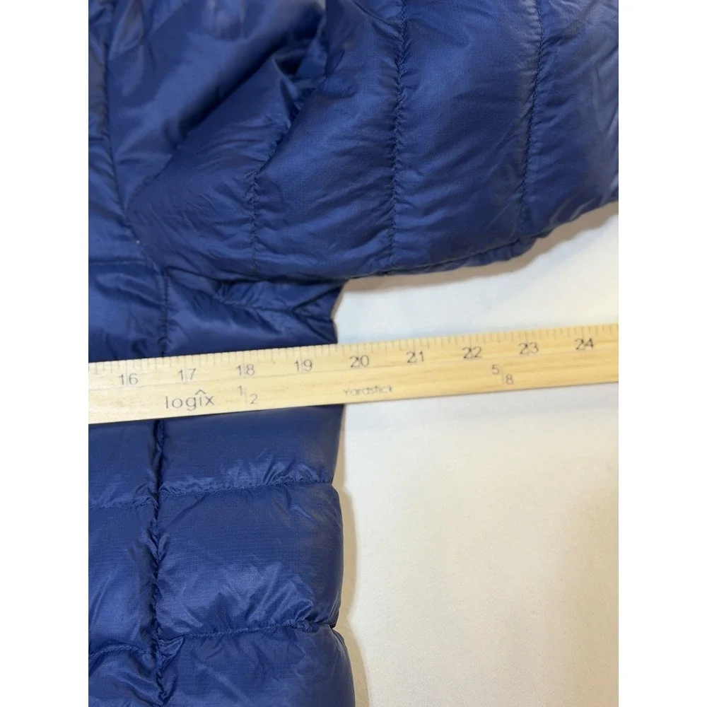 Roots Canada Womens Blue 700 Fill Down Puffer Coat Sz XS Warm Cozy Full Zip Hood